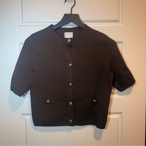 Black Short Sleeve Cardigan with Gold Buttons size small